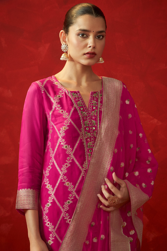 Sakhi - Festive Pink Kurta Set