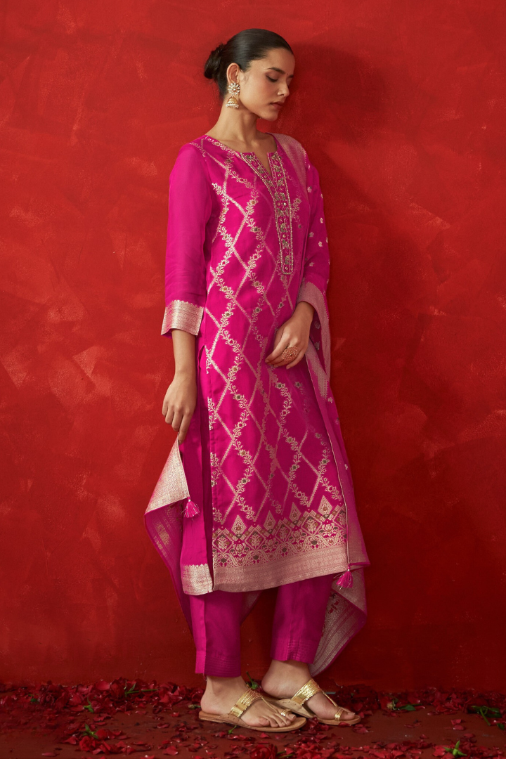 Sakhi - Festive Pink Kurta Set