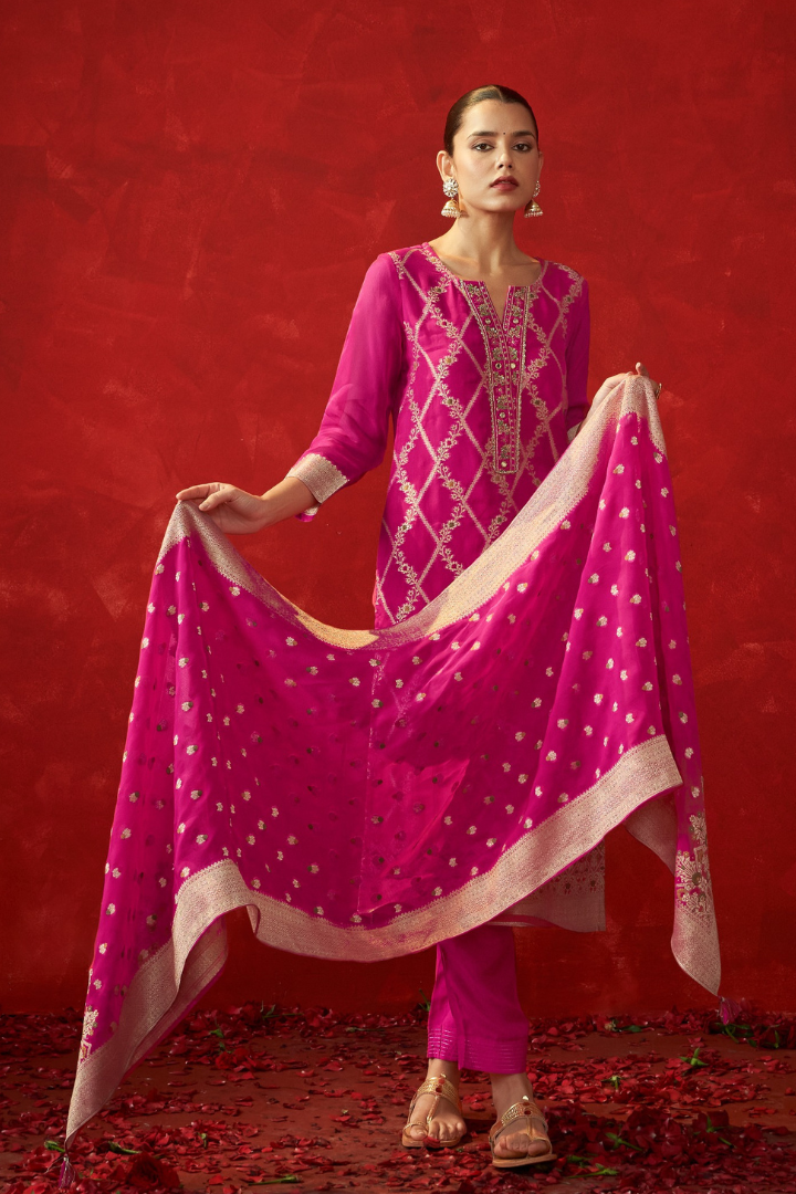 Sakhi - Festive Pink Kurta Set