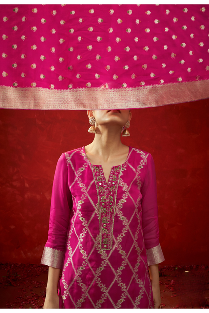 Sakhi - Festive Pink Kurta Set