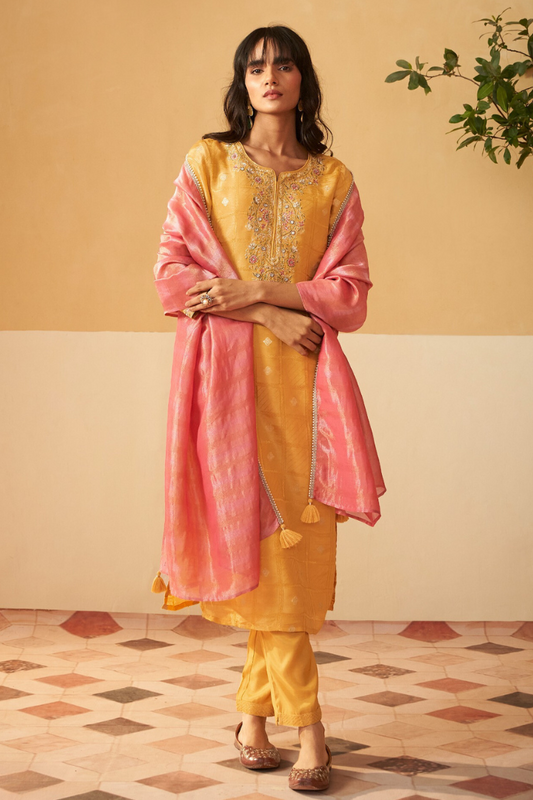 Sakhi - Festive Yellow Kurta Set