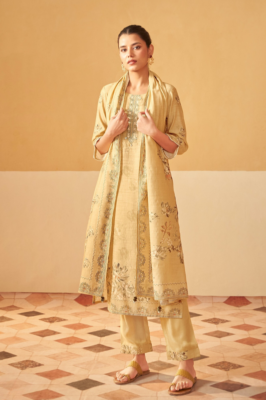 Sakhi - Yellow Linen Kurta Set