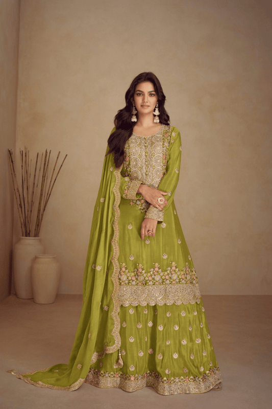 Sakhi - Olive Green Skirt Set