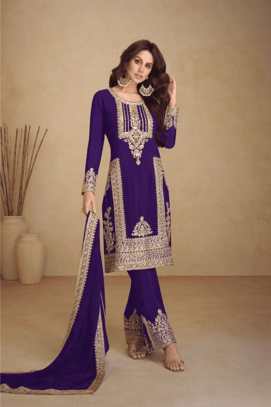 Sakhi - Purple Chinon Sleek Kurta Set