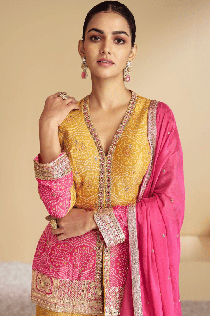 Sakhi - Ombre Bandhani Gharara Set