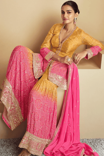 Sakhi - Ombre Bandhani Gharara Set