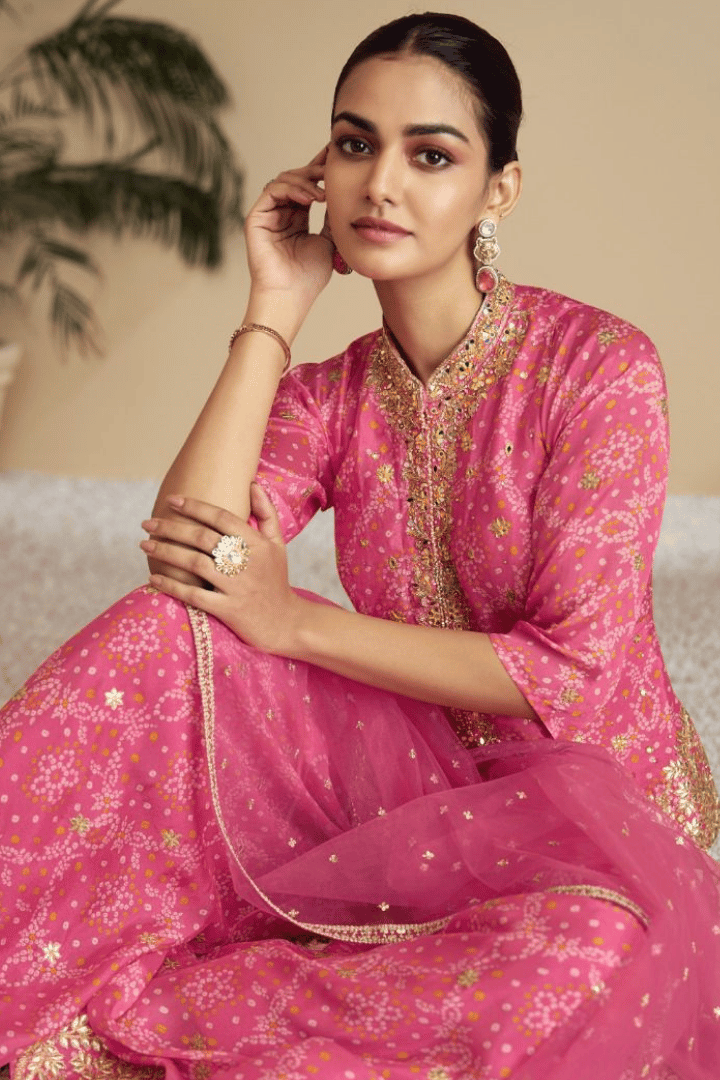 Sakhi - Bandhani Jacket Style Sharara Set