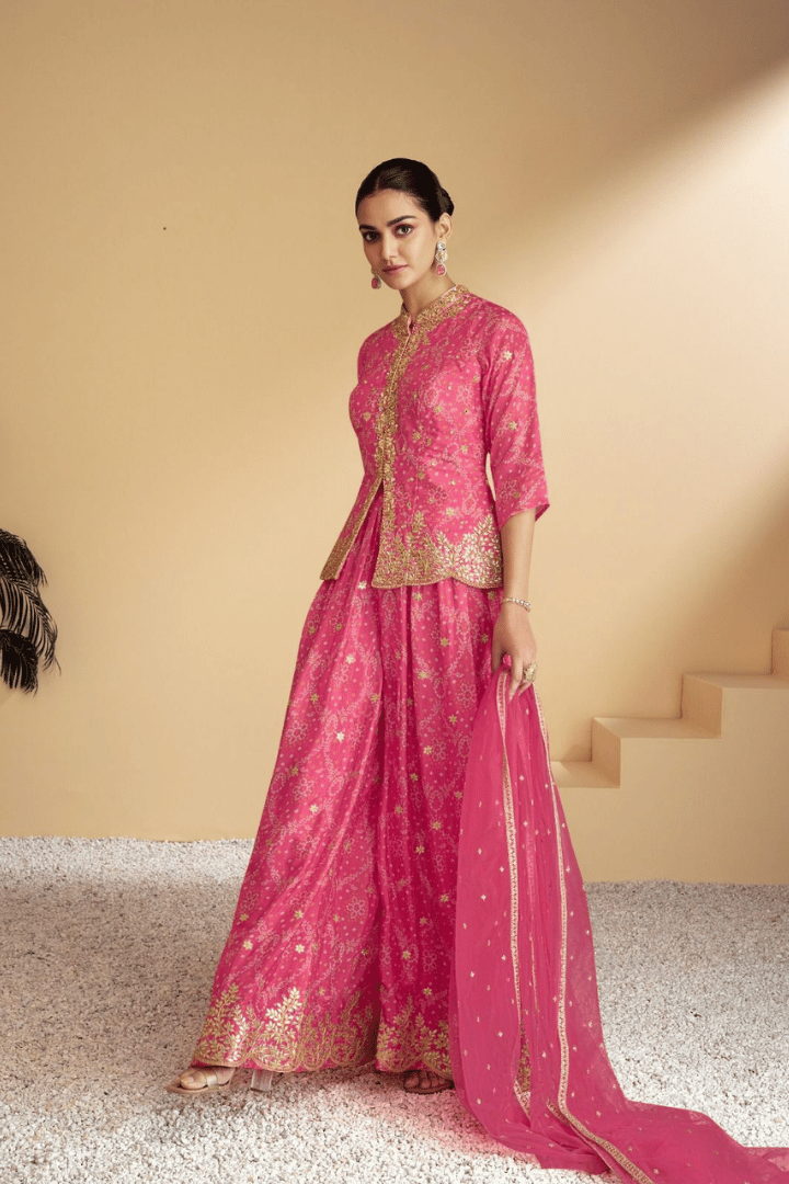 Sakhi - Bandhani Jacket Style Sharara Set