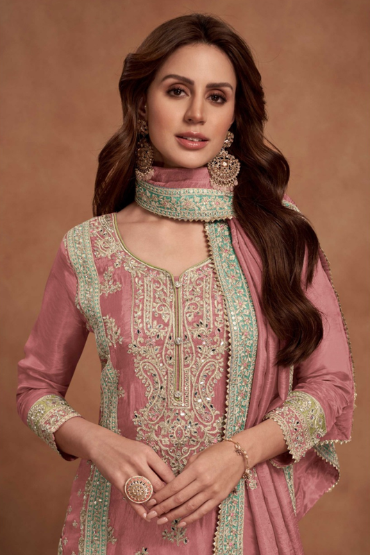 Sakhi - Light Pink Sharara Set with Zari Work