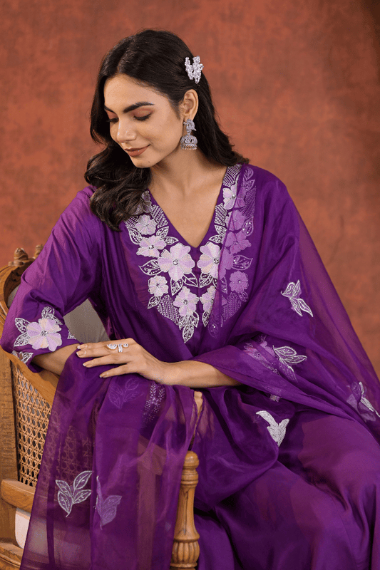 Sakhi - Purple Breezy Flair Kurta Set