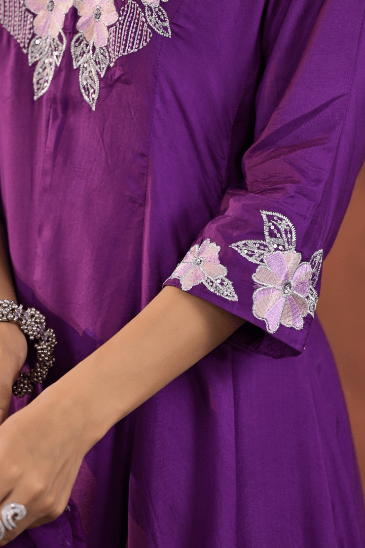 Sakhi - Purple Breezy Flair Kurta Set