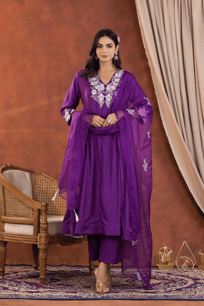 Sakhi - Purple Breezy Flair Kurta Set