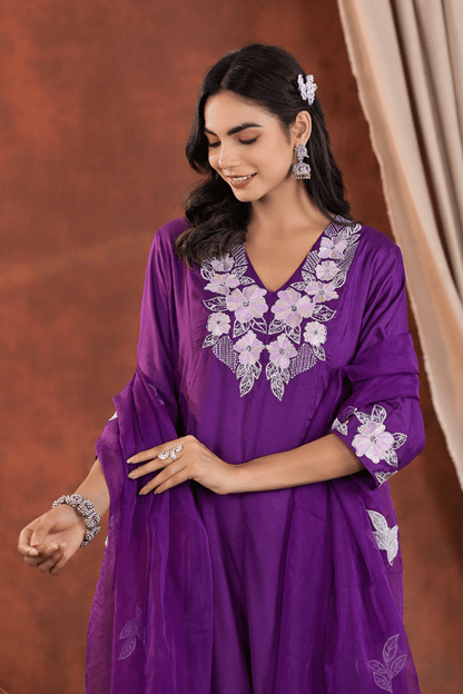 Sakhi - Purple Breezy Flair Kurta Set