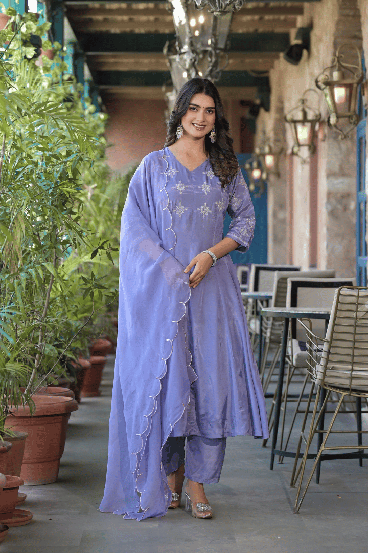 Sakhi - Lavender A Line Flair Kurta Set