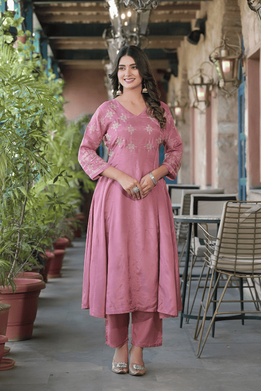 Sakhi - Pink A Line Flair Kurta Set