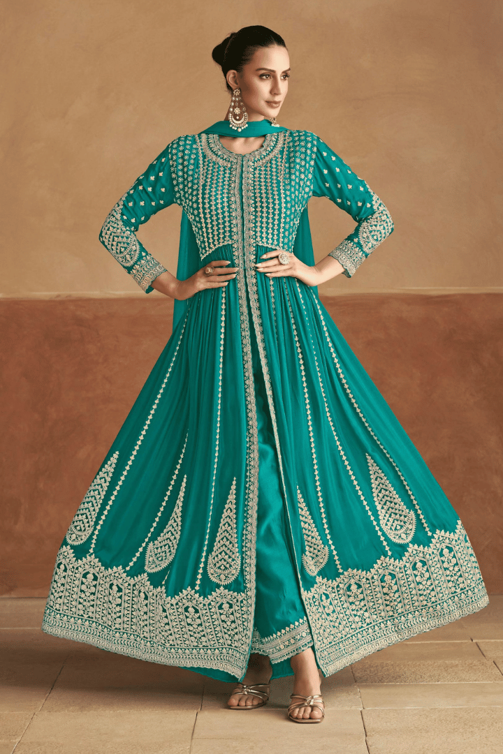 Sakhi - Teal Anarkali Set