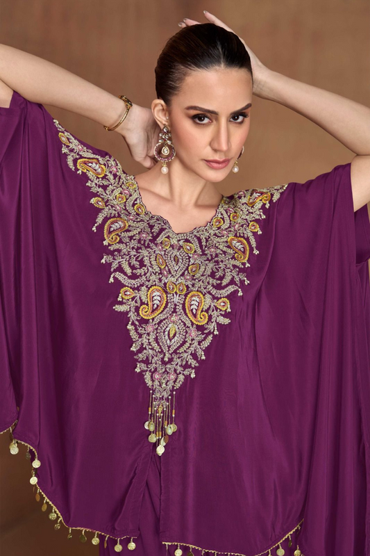 Sakhi - Magenta Elegance Kaftan Set