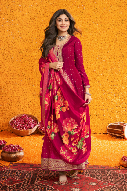 Effortless Festive Anarkali with Printed Dupatta