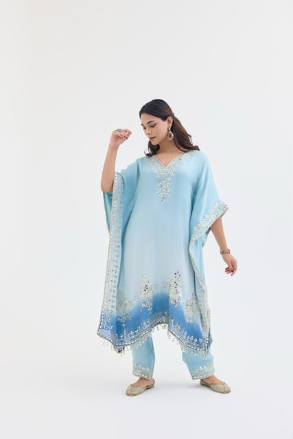 Dreamy V-Neck Blue Kaftan