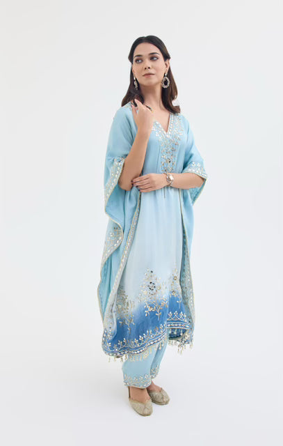 Dreamy V-Neck Blue Kaftan