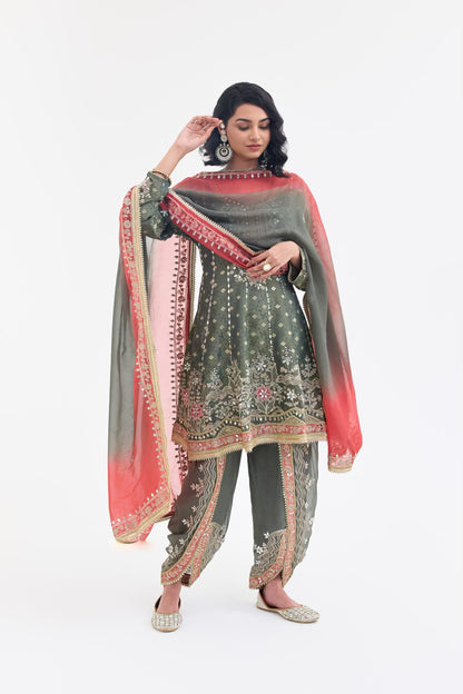 Dreamy Flair Dhoti Set with Ombre Dupatta